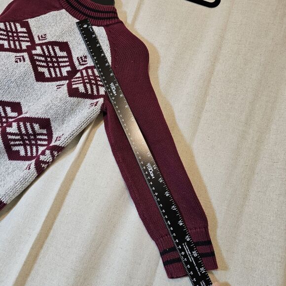 Tea Collection Full Zip High Collar Sweater Boy's Size 6/7 in Maroon and Gray - Picture 10 of 12